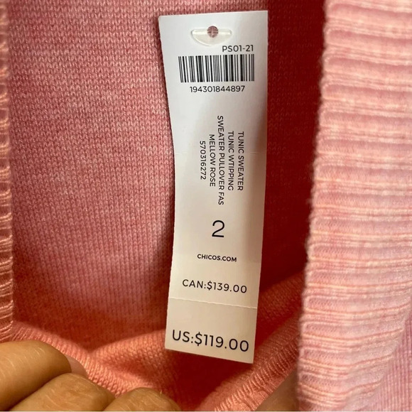Chico’s Cashmere Blend Mellow Rose Pullover Tunic Sweater - Picture 4 of 6